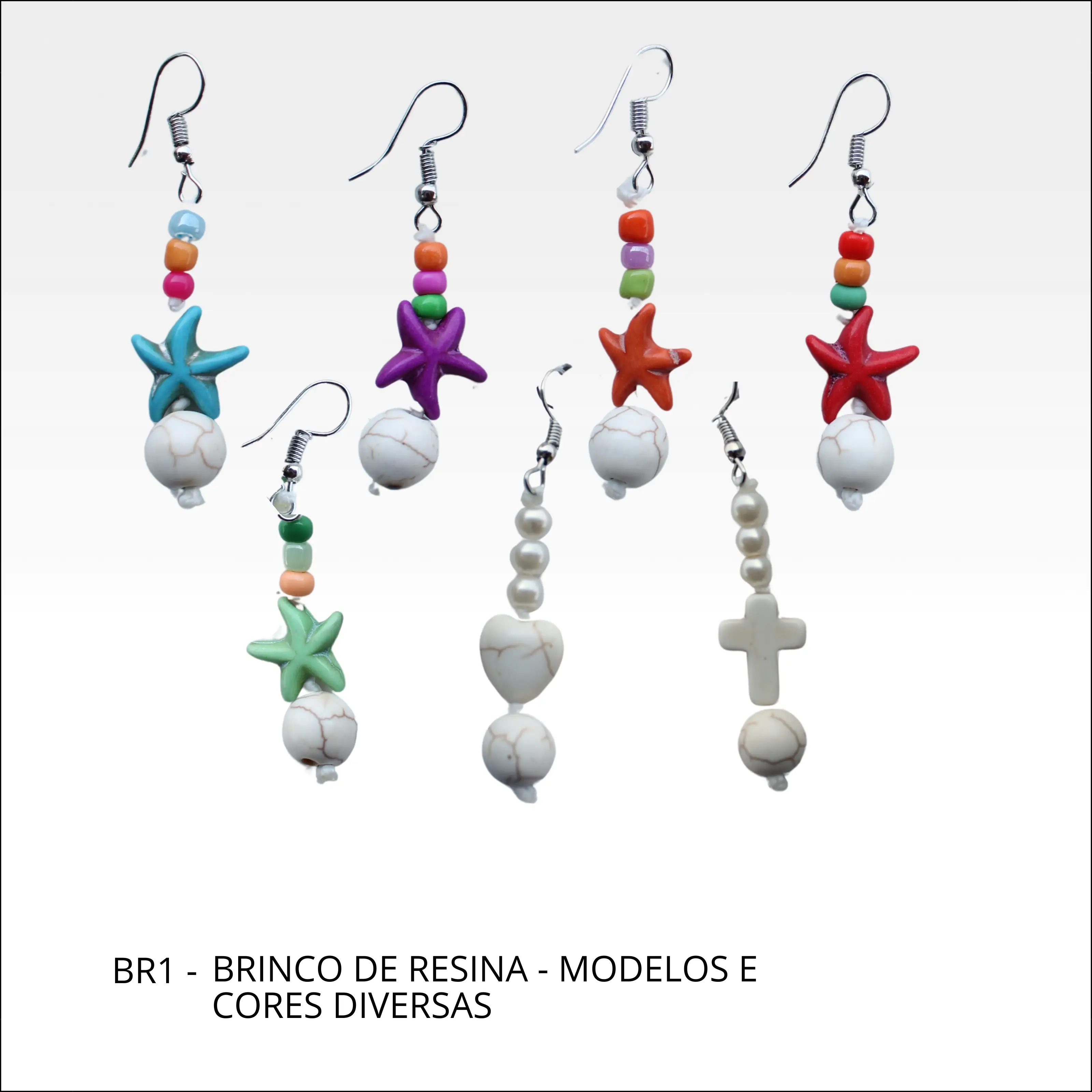 Brinco de resina modelos e cores diversas